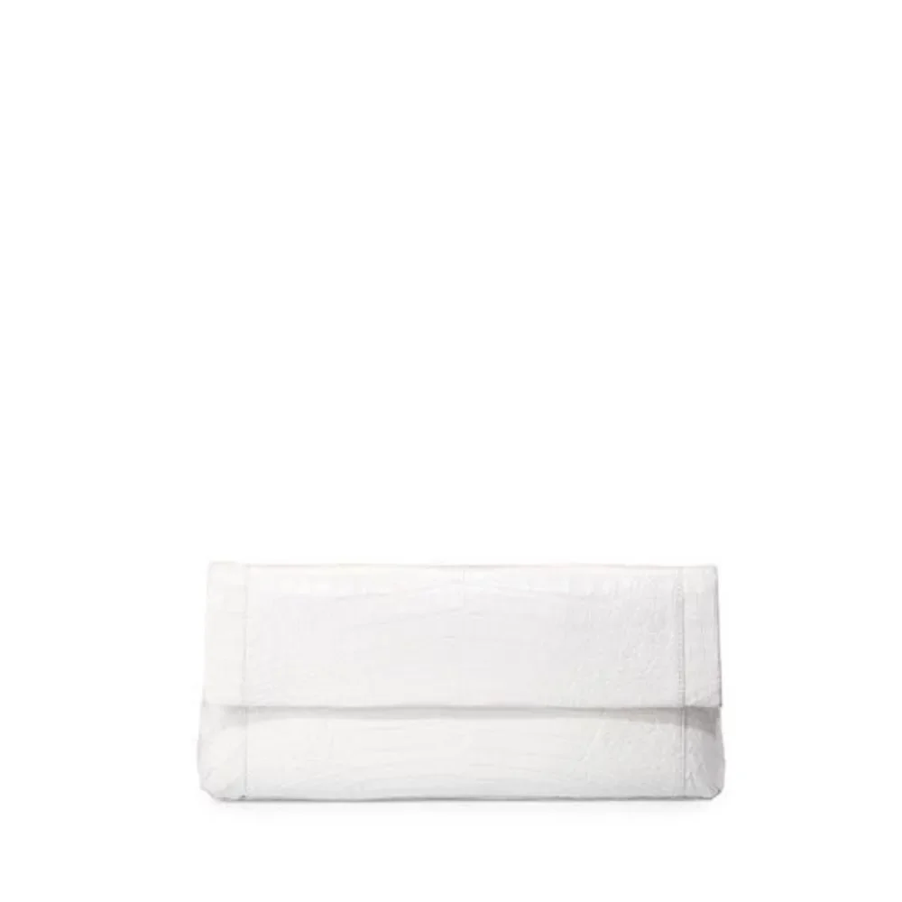 NANCY GONZALEZ
Gotham Crocodile Flap Clutch Bag, White Shiny